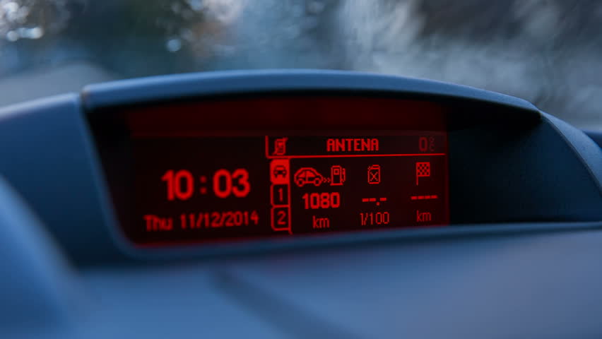 Flashing temperature on dashboard screen. Car dashboard LED ...